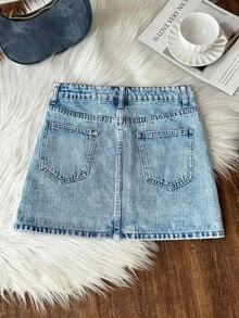 Comfortcana Chasing A Dream Embellished Denim Skirt&Music Festival&Stagecoach&Denim Skirt&Concert Outfits