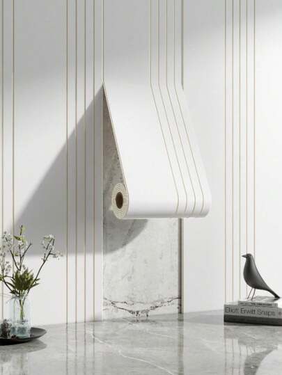 SHEIN 1 Roll 3D Self-Adhesive 3D Wall Sticker (Wood Grain Grid Style) – Suitable For Bedroom & Living Room Accent Wall Decoration, Alternative To Decorative Wallpaper