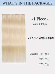 Seamless Clip Ins 9AM 丰盈发束 55克 1片 S60 白金色 100% 高品质毛鳞片顺滑 Remy 真人发接发 无痕 PU 夹式接发 女士接发 - S60 - 查看 4