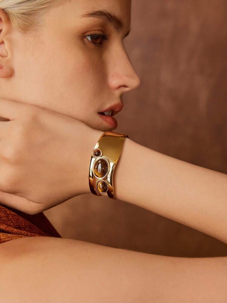 18K GOLD PLATED TIGER EYE ELEGANT BRACELET