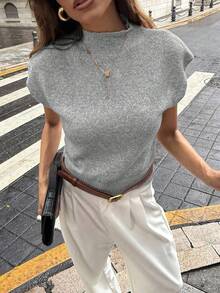 Firerie 优雅高领宽松休闲百搭秋冬无袖针织毛衣背心