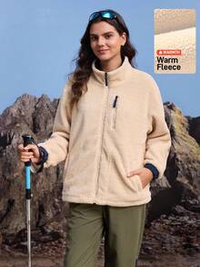 In My Nature 女士休闲立领户外抓绒外套，秋冬抓绒外套，女士户外服装，羊羔绒外套，泰迪熊外套，冬季外套，冬季保暖加厚抓绒外套，冬季外套，女士休闲户外外套，户外徒步外套，女士休闲外套，保暖外套，秋冬外套，加厚保暖外套，冬季外套，女士运动休闲外套，杏色侧袋外套，保暖外套，时尚外套，返校季，万圣节 - 棕色 - 查看 8