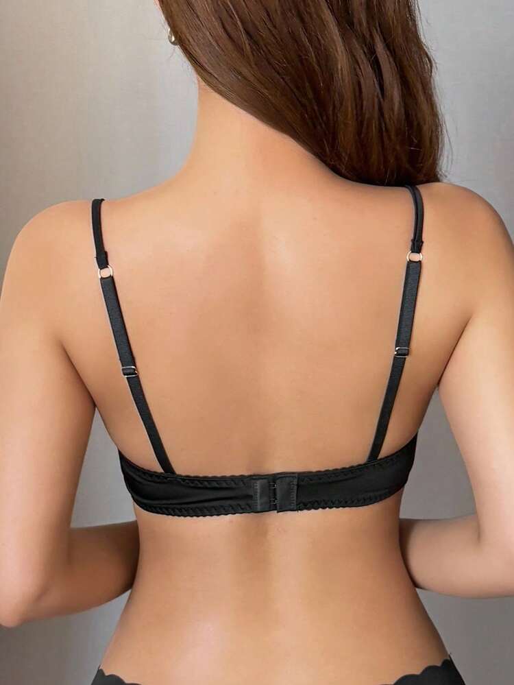 Adjustable Strap Mesh Patchwork Lightly Padded Bra For Women Lingerie For Women