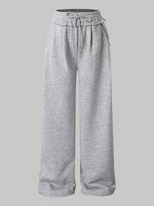 Sparklyn 一套青少年女孩时尚宽松舒适灰色卫衣裤套装，毛边下摆设计，喇叭裤腿，适合休闲、旅行、聚会、运动、上学、通勤等多种场合，适合春、秋、冬三季穿着。