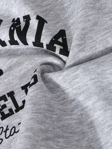 Sparklyn Tween Girls Letter Print Asymmetric Off-Shoulder Asymmetrical Hem Casual Sweatshirt Fall Winter - Grey - View 6