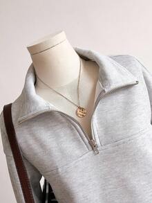 Sweetra Young Tween Girls' Casual Minimalist Zip-Up Drop Shoulder Hoodie, Autumn Fall Winter