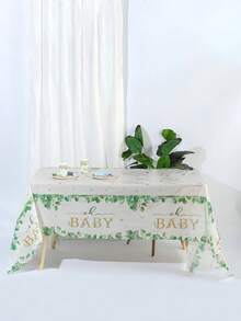 3 piezas 137*274CM/54*108IN Mantel desechable, mantel con estampado de hojas de eucalipto fresco, adecuado para fiestas temáticas y decoración diaria - Multicolor - Ver 4
