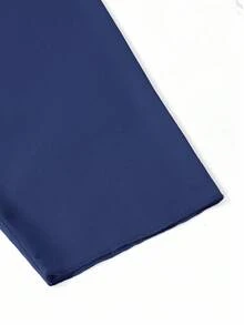 Ellevyn Conjunto elegante de chaqueta de manga 3/4 de frente abierto y vestido con tirantes gruesos para mujer de talla grande de unicolor - Azul Marino - Ver 11