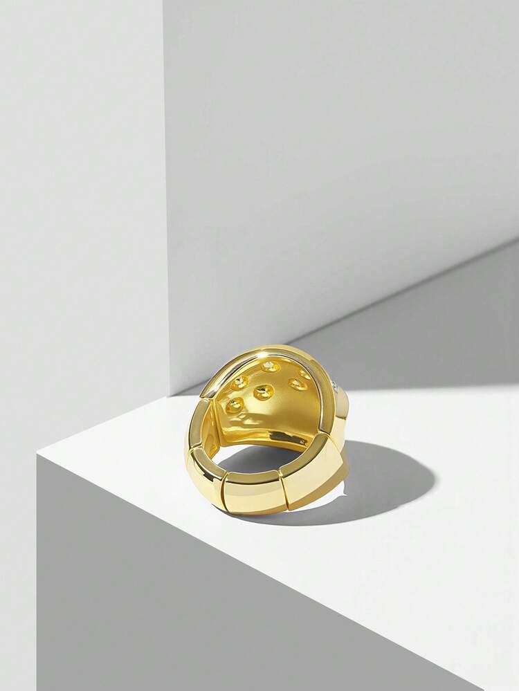 18K GOLD PLATED VINTAGE DIAMOND INLAID RING