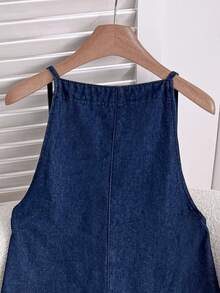 Comfortcana Tuta lunga in denim blu casual e ampia, tutina estiva per donna, abiti estivi da donna, abito estivo, vestiti estivi da donna, abito da sole, abito da sole per donna, Festa della Mamma, abito per la Festa della Mamma, 4 luglio, abito da laurea, abito da laurea per donna, abito da laurea bianco, outfit da brunch per donna - Blu - Visualizzare 3