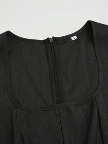 Fairmaia 大码女式传统德国方领系腰连衣裙，万圣节 - 黑色 - 查看 3