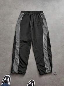 Sport MetroGents 男士撞色星形印花抽绳腰带运动裤防风裤弹力腰带裤男士运动裤尼龙运动裤 - 彩色 - 查看 2