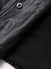 DAZY 青少年女孩纯色纽扣前休闲长袖夹克 - 黑色 - 查看 7