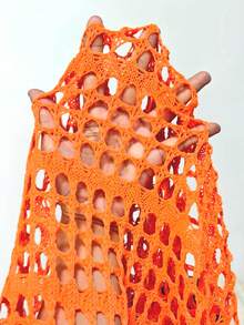 EMERY ROSE Plus Size Women's Casual Loose Knit Sweater With Off Shoulder Neckline, Hollow Out Sexy Flare Sleeve, Semi-Sheer Black Pullover, Spring/Autumn - Burnt Orange - View 5