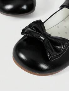 ROMWE Kawaii 棕色乐福鞋，包头玛丽珍鞋，蝴蝶结洛丽塔芭蕾平底鞋，女款 - 黑色 - 查看 5