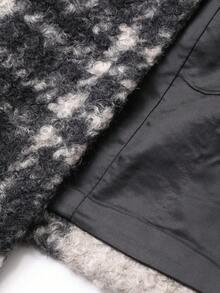 FRIFUL 女士格子翻领宽松休闲西装外套商务装 - 黑色 - 查看 7