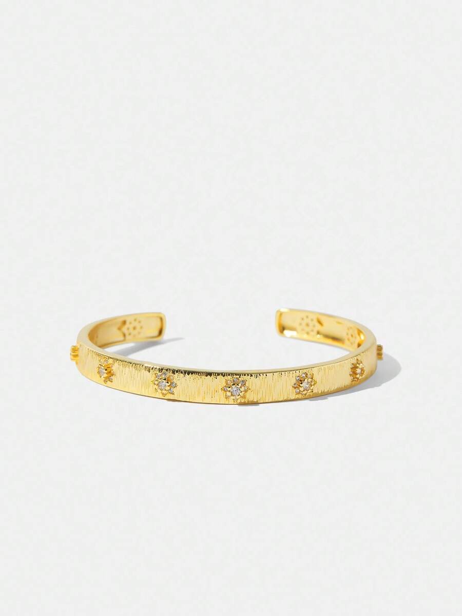 MOTF PREMIUM 18K ZIRCONIA OPEN BANGLE - Gold - View 1