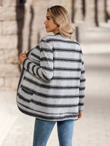 SHEIN Unity 1 件女士不对称下摆渐变色开衫，优雅通勤，秋冬 - 彩色 - 查看 2