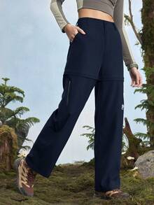 In My Nature 女式休闲直筒工装裤，带口袋，百搭时尚 - 藏蓝色 - 查看 11