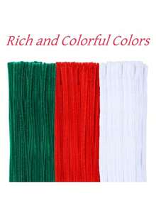 100/300PCS Christmas Pipe Cleaners Craft Set Glitter Chenille Stems 30cm 11.8 Inch Colorful DIY Art Supplies For Holiday Decorations Creative Handmade Projects Christmas Crafting Supplies