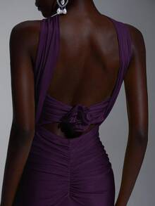 SHEIN Belle Elegant, Romantic, Sexy, Minimalist, Light Yellow Knitted Elastic Strapless Backless Bodycon Dress, Fashionable, Influencer Style, Suitable For Holidays, Parties, Weddings, Bridesmaid