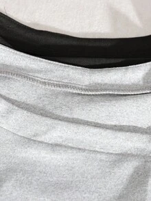 Lyxana 25+ Plus Size Women Elegant 2-Piece Gray & Black Long Sleeve Asymmetrical Front Dual-Zipper Drawstring Ruched Fitted Tshirt, Autumn/Winter - MultiWarna - View 4