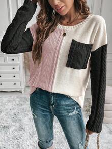 EMERY ROSE Suéter holgado de mujer de cuello redondo y manga larga, versátil para uso diario