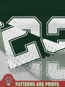 Slaydiva 休闲简约23个字母和数字图案女式T恤，适合夏季 - 綠色 - 查看 4