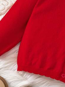 SHEIN Infant/Toddler Girls' Fashionable Cute Button-Front Long Sleeve Cardigan Fall Winter