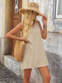 Brillora Váy đen khoét sâu phong cách Boho mùa hè - Màu be - Xem 5