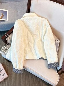 Franclia 女士绗缝夹克 女士刺绣夹克 - 杏色 - 查看 2