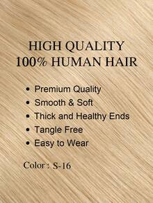Seamless Clip Ins 9AM 丰盈发胶 55 克 1 件 S16 浅金色 100% 高质量 角质层对齐 雷米真人发片 无缝 PU 夹式接发 女士 - S16 - 查看 2