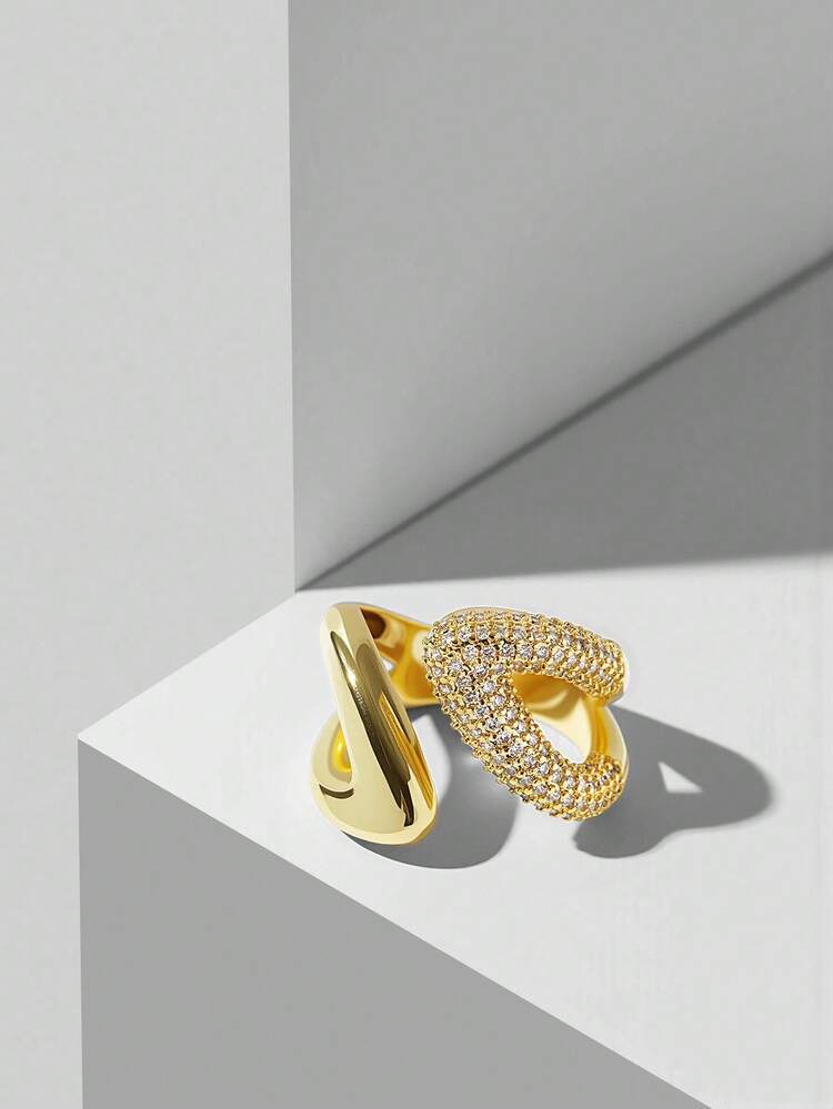 18K GOLD PLATED ZIRCONIA GEOMETRIC RING