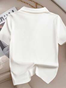 Airaco 女式休闲骑士刺绣前扣短袖 T 恤，夏季