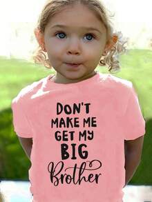 Young Girl' Casual Simple BIG Letter Print Short Sleeve T-Shirt, Summer - Pink - View 3