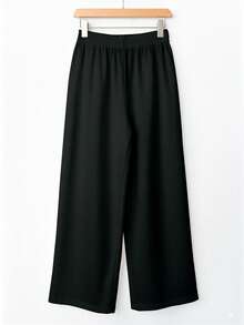 Rusticease Women's Embroidered Elastic Waist Wide Leg Casual Printed Pants, Autumn/Winter,Fall Women Pants Black Pants Fall Clothes For Women - White - View 3