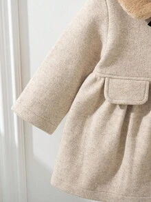 Souflis Souflis 6Months-3Years Baby Girl Coat Casual Style Fall Outfits For Girl Warmer Coat Winter - Khaki - View 4