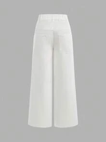 青少年女孩时尚宽松阔腿口袋牛仔裤 - 彩色 - 查看 5