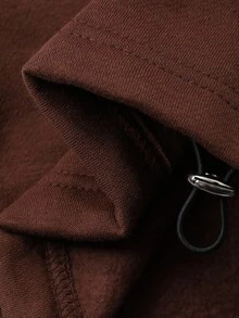 DAZY 男士秋季字母印花保暖内衬慢跑裤，街头风 - 棕色 - 查看 9