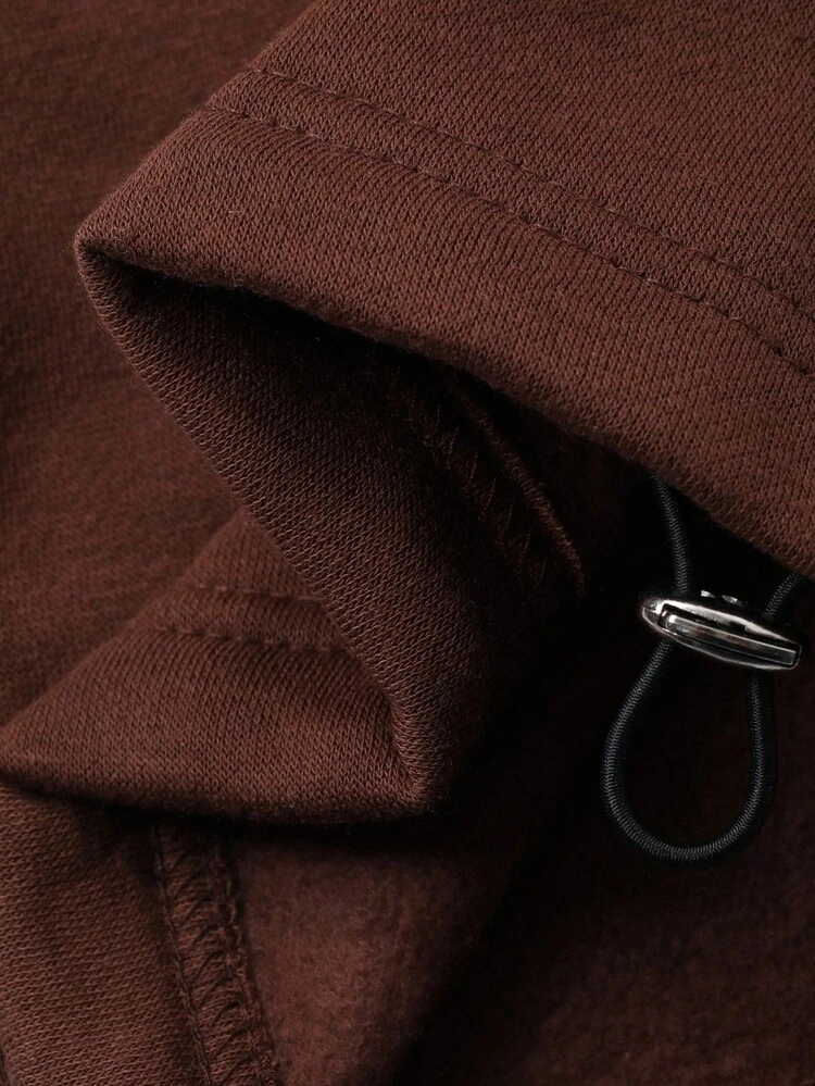 Men's Autumn Letter Print Thermal Lined Jogger Pants, Streetwear Style