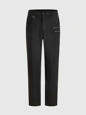 Pantalon skinny casual gothique de couleur unie avec poches zippées, pour l'automne
