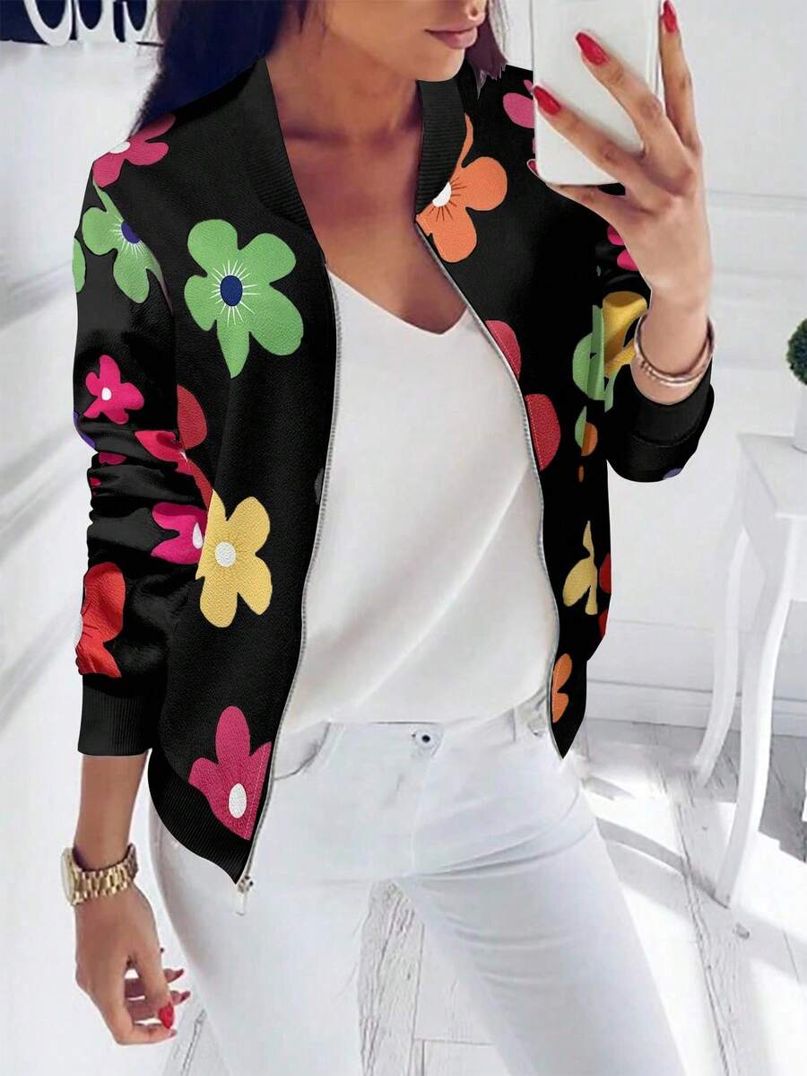 EMERY ROSE Casual Commuter Floral Print Jacket, Autumn - Multicolor - View 1