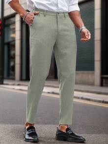 Calvornis Men's Casual Slim Fit Suit Pants, Office Wear Casual Suit Pants - Mint Green - View 3