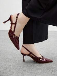 Mnmlis Women's Pointed Toe High Heel Pumps, Sexy Stiletto, Outdoor Commute, Red Party Wedding Shoes - Burgundy - View 1