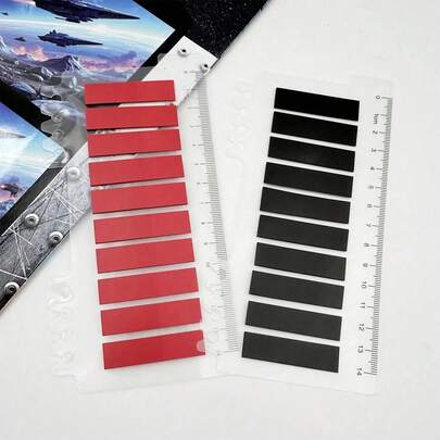 SHEIN 200 Sheets/1200 Sheets Black And Red Index Sticky Notes, Convenient PET Transparent Bookmarks For Students, School Supplies, Back To School
