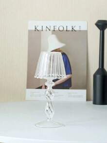 SHEIN 1 件优雅玻璃烛台 - 透明锥形，适合婚礼、派对和家居装饰 | 非常适合餐桌中心装饰和春季/家居美学 - 透明 - 查看 4