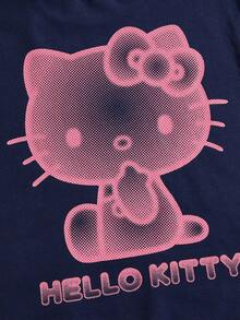 HELLO KITTY AND FRIENDS | SHEIN 男女通用 1 件休闲卡通字母印花套头衫，春秋季 - 藏蓝色 - 查看 4