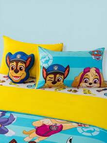 SHEIN | PAW Patrol 3pcs Cute Cartoon Pattern Duvet Cover Set, Brushed Material, Soft & Warm, Blue Striped Duvet Cover, Multiple Sizes Suitable For Twin/Full/Queen/King Bed, Back To School - Baby Blue - View 4