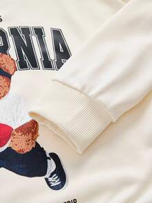 1 件男童休闲运动衫，仿衬衫领，带熊图案，长袖 - 黃色 - 查看 6