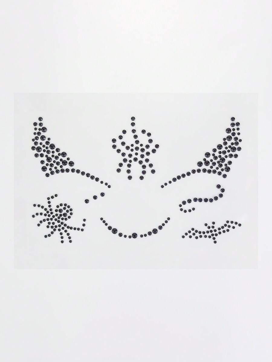 ROMWE Goth Brillo y gemas faciales - Negro - Ver 1